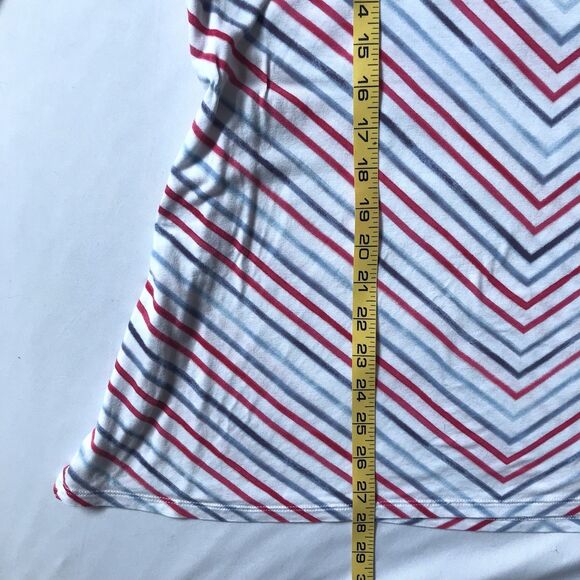 J. Jill Womens Tunic Top Large White Red Blue Stripe Elbow Sleeves Rayon Lyocell - Picture 6 of 10